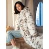 Women's Fur Coat, Imitation Fox Fur Coat, Black Spot Leopard Print, Long Suit European and American Large Size, Warm In Winter