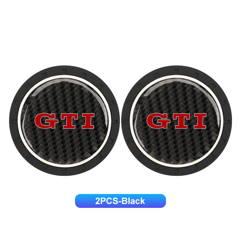For VW VOLKSWAGEN 2026 New 2Pcs Car Water Cup Anti-slip Pad Carbon Fiber Holder Mat For GTI Tiguan Passat B5 B6 B7 CC Jetta MK5
