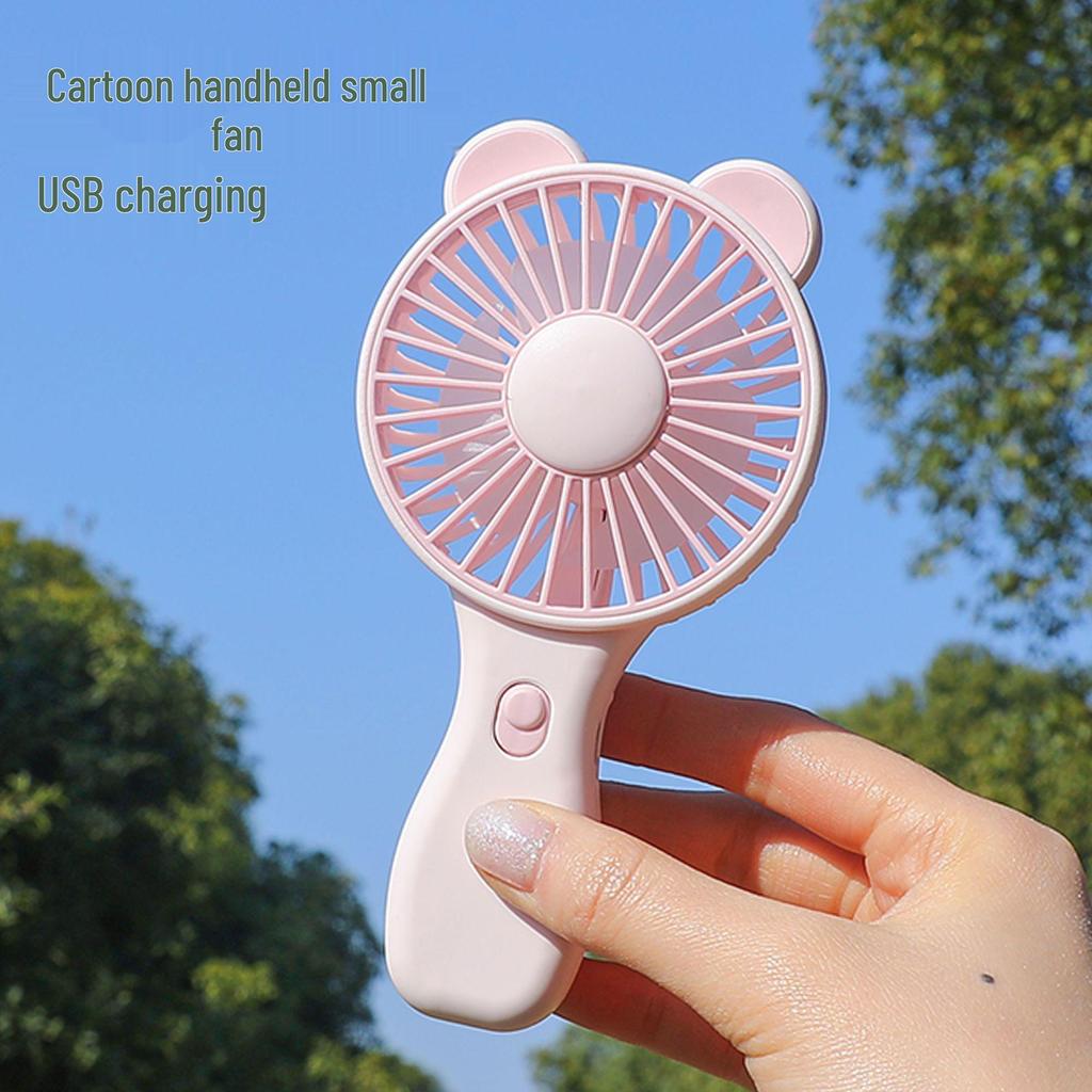 Cartoon Mini USB Rechargeable Portable Fan for Students - Desktop & Handheld