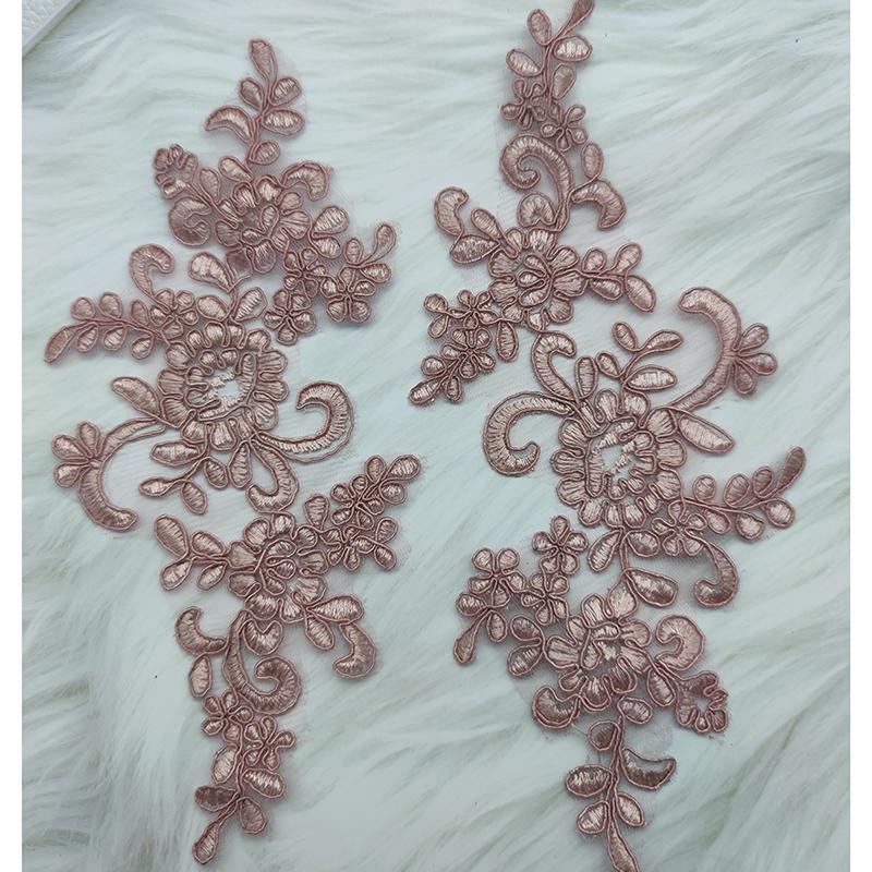 Кружевная аппликация Пришивная нашивка Ткань 1 пара Вышивка Цветок Изысканная отделка Нашивки Поделки Наклейки Сумка Платье Украшение Оптом