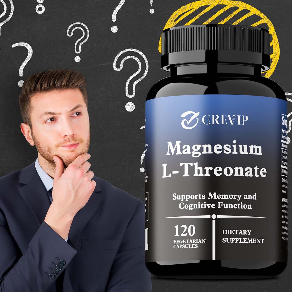 L-Magnesium Threonate Dietary Supplement Supports Memory and Cognitive Function 120 Capsules Vegetarian.