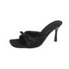 Fashion Women Bow Slippers Square Toe High Heels Shoes Fashion Shallow Pumps 2025 Summer Dress Sandals Designer Slides Mujer Zapatillas