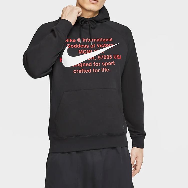 Nike Спортивная одежда Swoosh Пуловер Толстовка с капюшоном Мужские топы Черный CJ4864-010