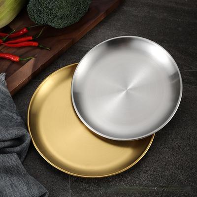 Корейский утолщенный диск из нержавеющей стали Golden Cafe Tray Тарелка для фруктов Тарелка для торта Тарелка для костей Тарелка Тарелка Мелкая тарелка