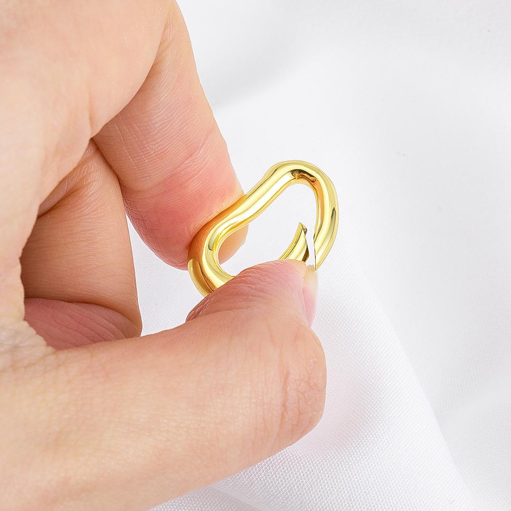 18K Plated D-Ring Pea-shaped Spring Clasp for Bracelet Making Brass Buckle Clasp Carabiner Locks for Jewelry Making Accessories