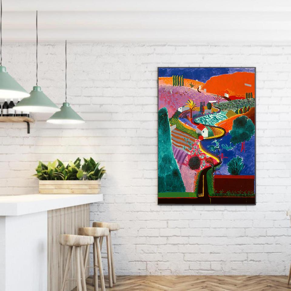 David Hawkney Nichols Canyon Works Exhibition Vintage Canvas Poster Abstract Painting Living Room Wall Picture Decor Frameless