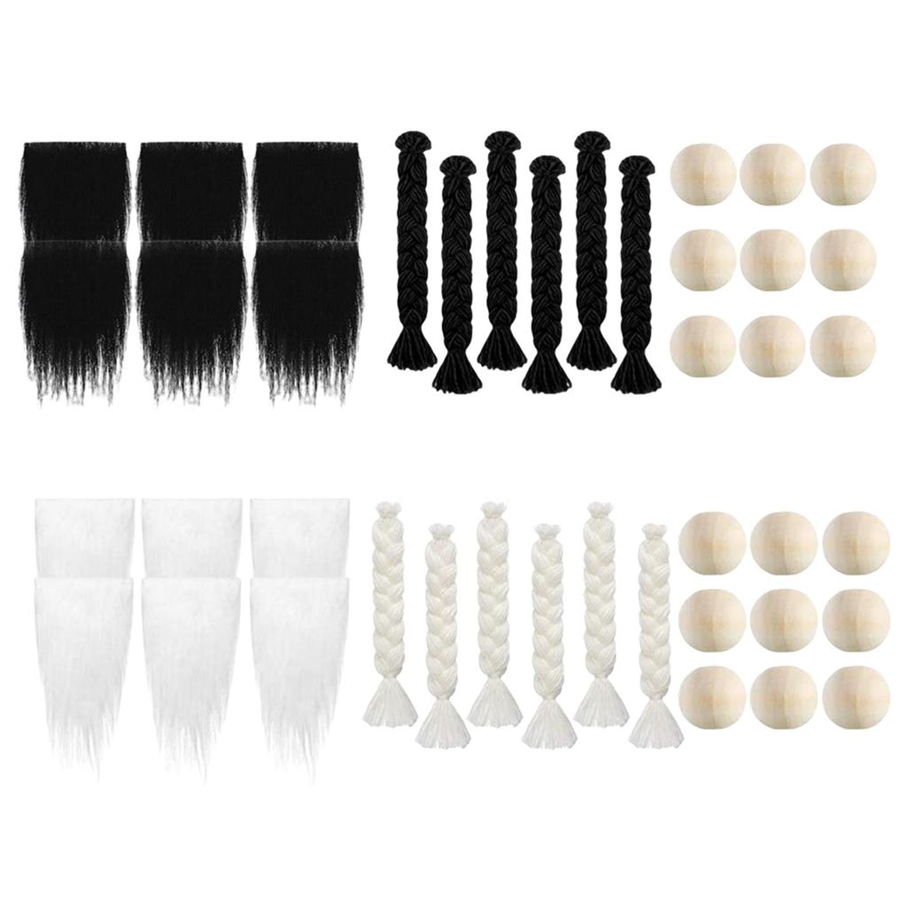 Ткань с искусственным мехом Борода гнома 3 пары Косички Костюм Материалы для поделок Куклы Нос гнома Игрушка Сделай сам Деревянные шарики для Рождественской вечеринки