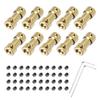 Uxcell Set 3mm To 3mm Brass Shaft Coupling Joint Connector with Screws and Hex Flexible Motor Shaft Coupler for RC Model Motor and Tire Shafts