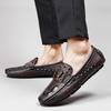 Первый слой коровьей кожи с тиснением под крокодила, туфли-бини большого размера, ленивые туфли для вождения, британская повседневная обувь, натуральная кожа, коровья кожа, мужская обувь
