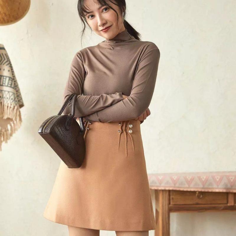 Женский базовый топ с полувысоким воротом, облегающая футболка с длинным рукавом, нижнее белье