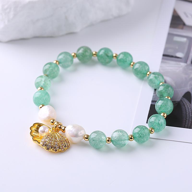 Браслет из натурального клубничного кварца и жемчуга особой формы. Браслеты Женские Модные Ювелирные Изделия Аксессуары Подарок