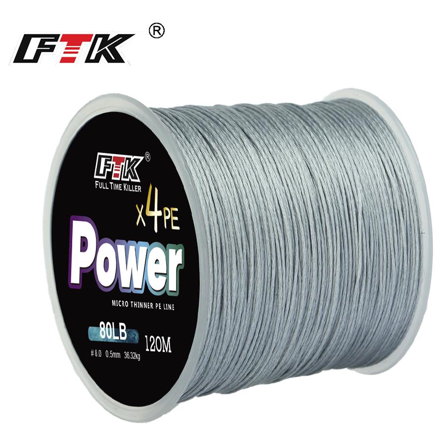 FTK 120 м PE плетеная леска 8-100 фунтов 0,1-0,4 мм 4-х прядная мультифиламентная леска PE