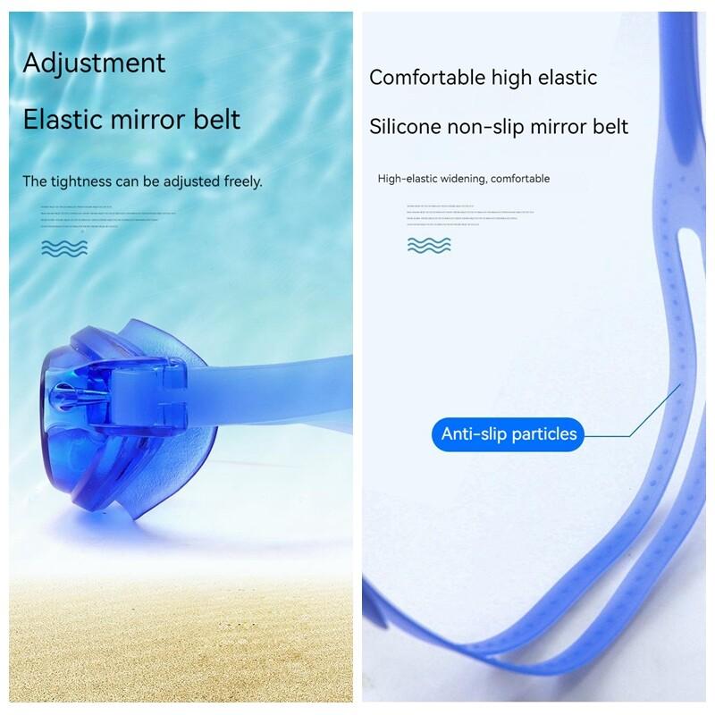 Очки для плавания для взрослых для мужчин и женщин, водонепроницаемые, противотуманные, HD, с плоским зеркалом, очки для плавания, регулируемые силиконовые очки для плавания и дайвинга