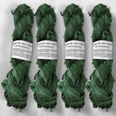 100 г переработанной пряжи из шелковой ленты сари, отделка для изготовления ювелирных изделий - Blue Mix