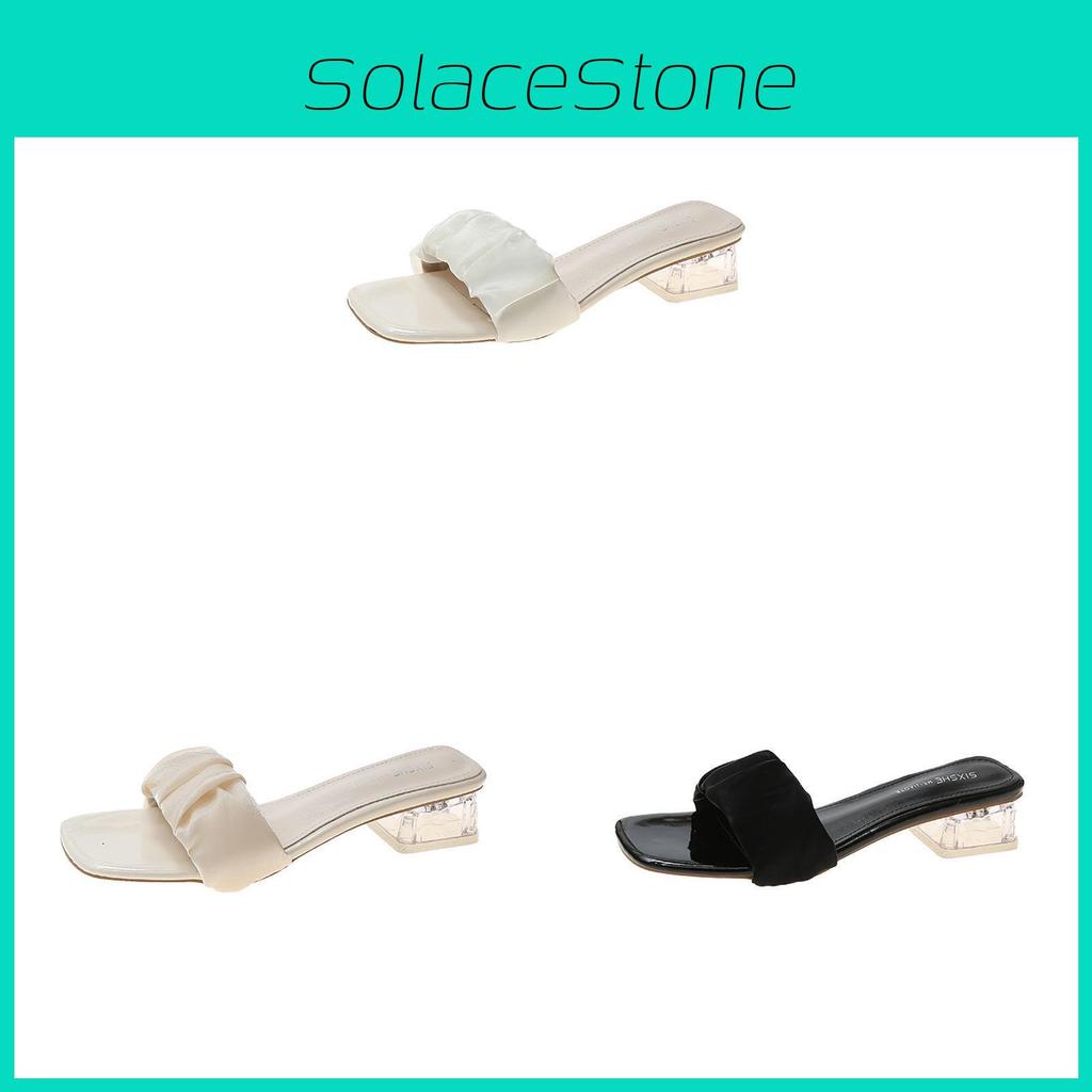 Minimalist Square Toe Ladies Sandals With Boosting Heel For Daily Use Summer