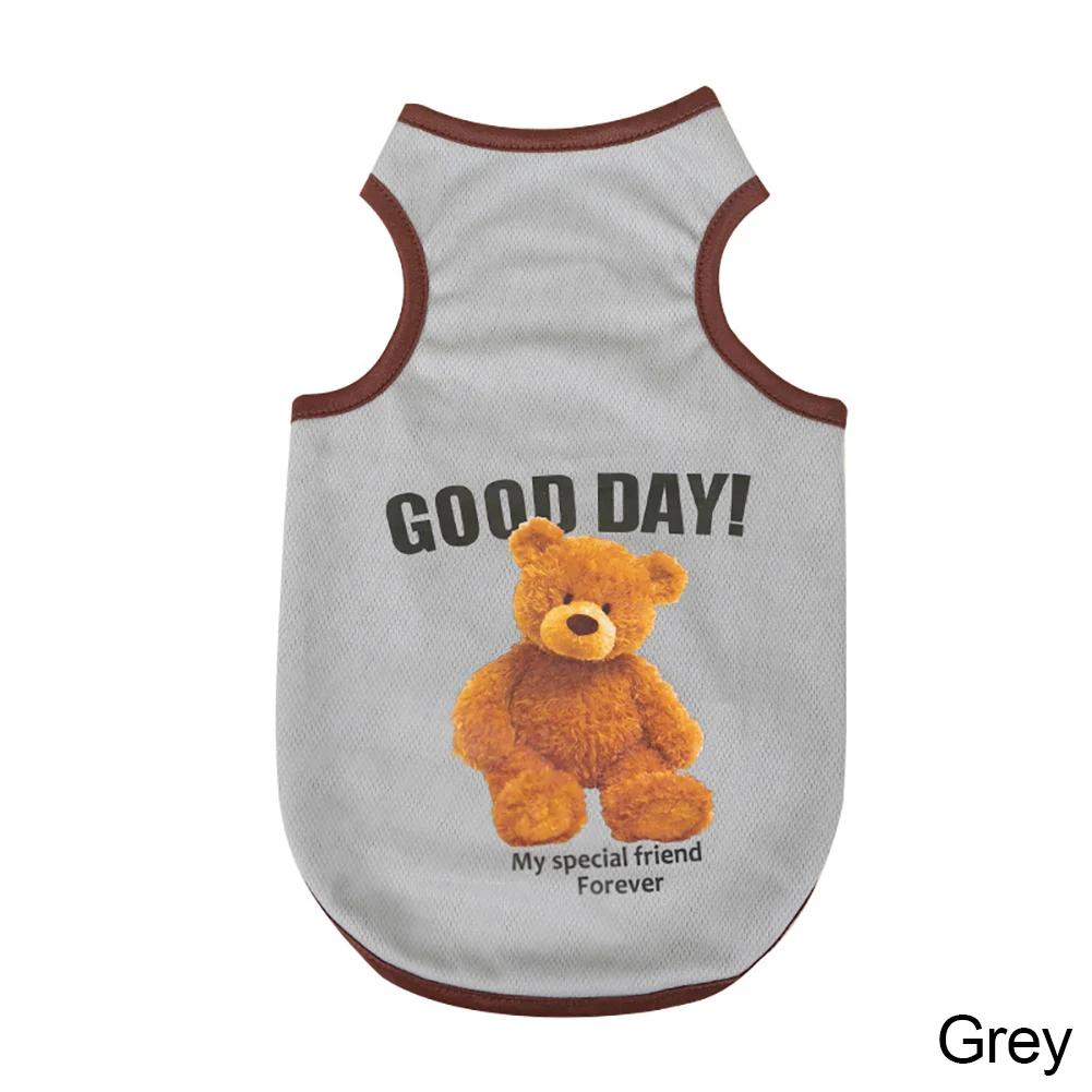 Spring  Dog Vest Thin Breathable Puppy Clothes Cute Bear Printed Cat T-shirt Sleeveless Chihuahua Pullover Pet Supplies
