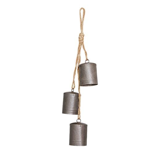 Christmas Bell Pendant Rustic Metal Hanging Decorative Bell with Jute Rope Vintage Wind Chimes Wall Hanging for Home Decor