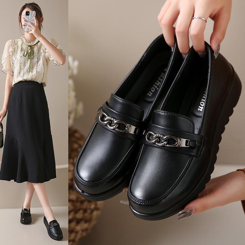 Длинные туфли водонепроницаемые рабочие туфли кухонные женские повседневные кожаные туфли из натуральной кожи мягкая подошва нескользящая женская обувь для мам