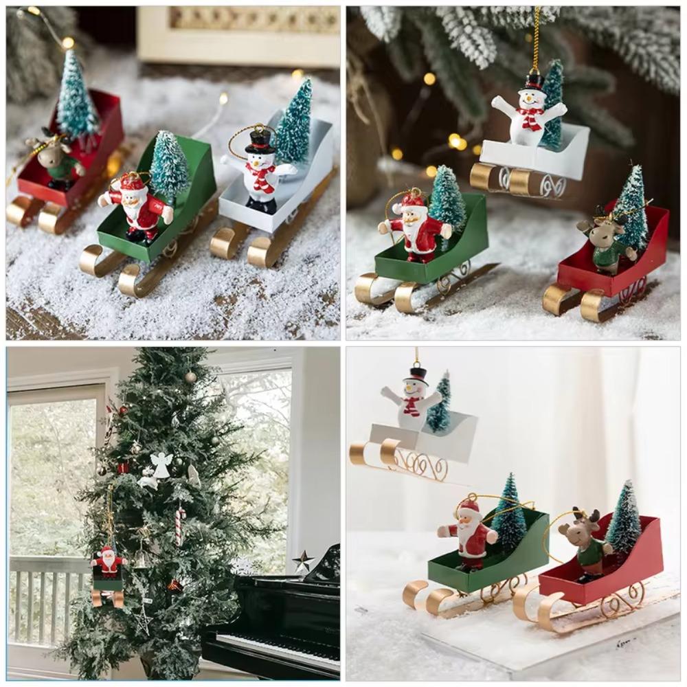 Скандинавская подвеска-сани на елку, кованое железо, мини-сани, подвесное украшение, деревенская рождественская фигурка, украшения, игрушки