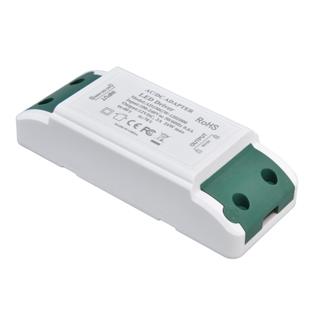 LED Driver 12V DC 24W 2A LED Power Transformer for LED Strip Light and Cabinet Light AC100‑240V