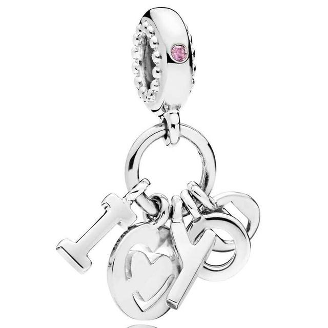 Оригинальные бусины в форме сердца с надписью «Я люблю тебя» из стерлингового серебра S925, подвески, модный браслет, сделай сам, ювелирные изделия