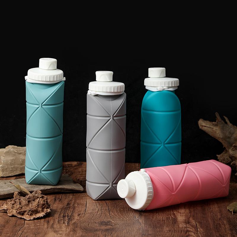 Athletic Kettle Food-grade Straw Silicone Folding Cup Lightweight Telescopic Cup Thickened Net Weight 140G 600ML