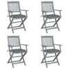 Day and Night - Day and Night Folding Garden Chairs 4 Pcs Cushions Solid Acacia Wood