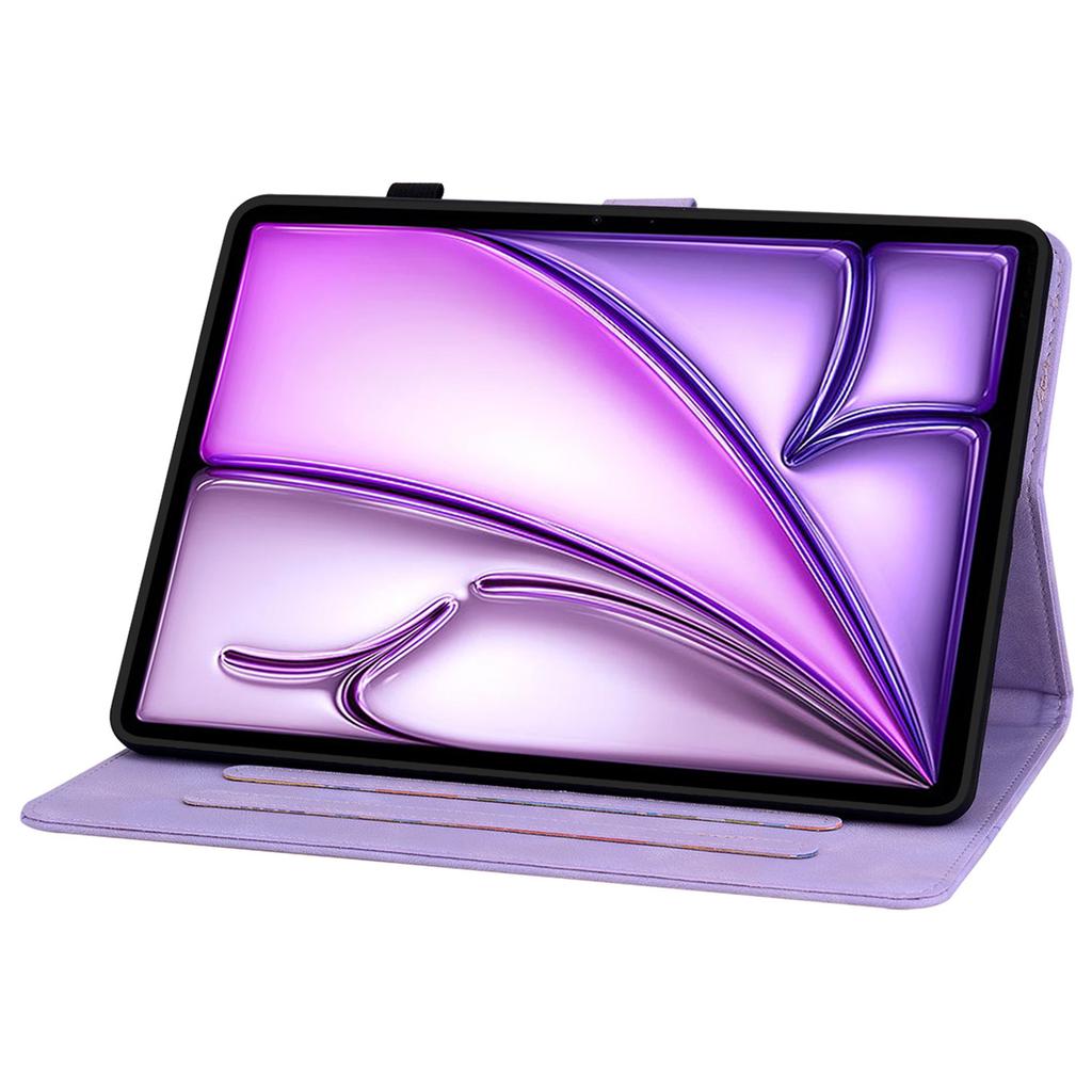 Для iPad Эйр 13 (2025)/(2024) Чехол из ПУ кожи Держатель для карт Подставка Чехол для планшета Дизайн с лилиями