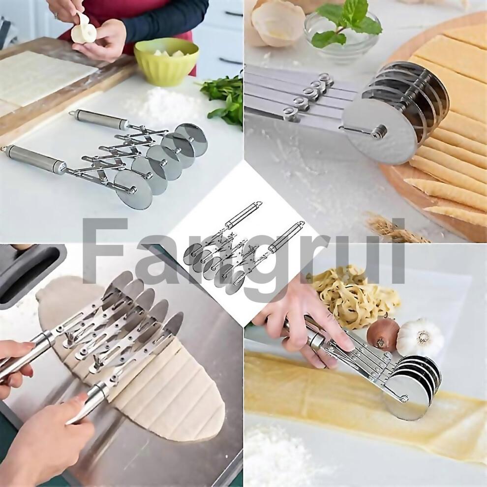 For 5 Wheel Pastry Cutter Stainless Steel Dough Cutter Wheel With Handle