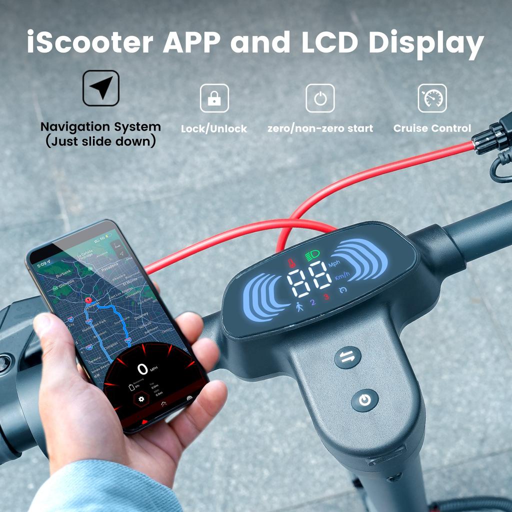 iScooter I10 PRO Electric Scooter for Adults: 800W Motor, 48V 15Ah Battery, 50-60km Range, Foldable 10" Commuter Scooter with App