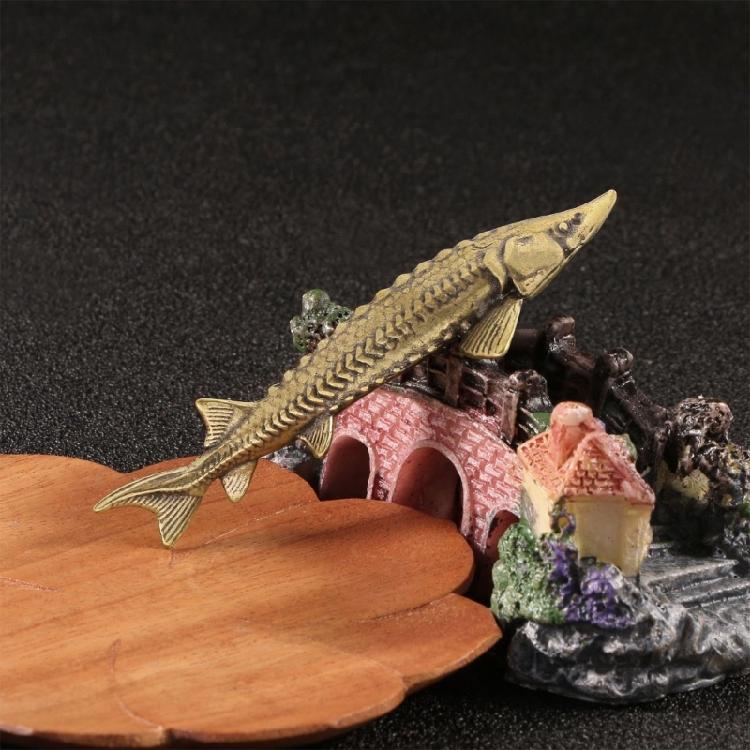 Металлическая миниатюрная фигурка осетра, антикварная скульптура животного, декоративное произведение искусства, украшение для полки, стола, для подарка