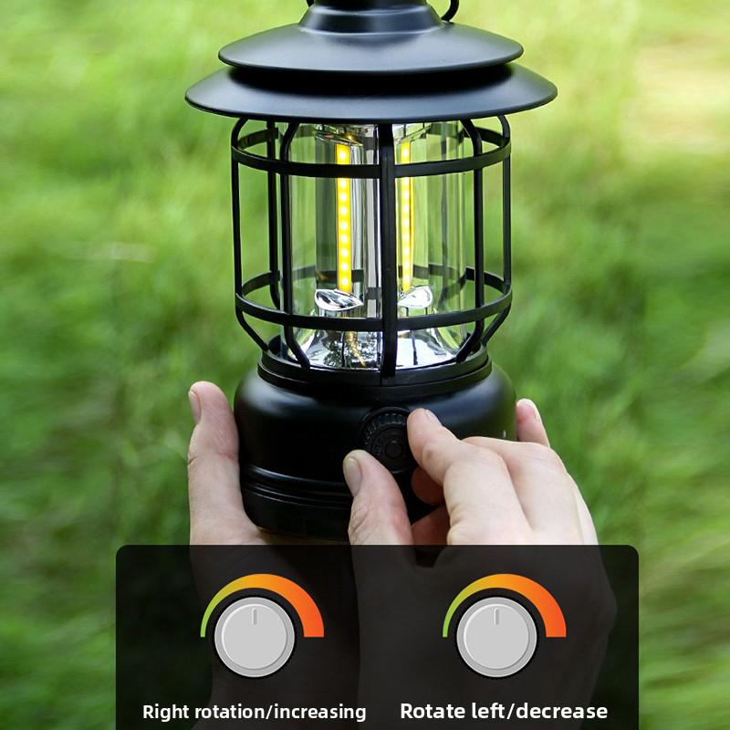 1PC LED Tent Light Outdoor Without Battery Retro Waterproof Portable Camping Lamp Super Bright for Hiking Fishing