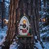 Christmas Tree Decorations Fairy Door Wall Decoration, Solid Wood with Adhesive Backing Design, Miniature Tiny for Trunks And Frames Decor Indoor