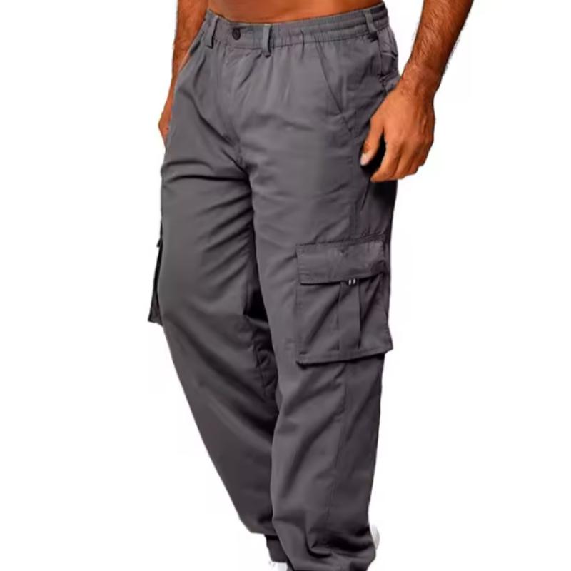 Новая повседневная рабочая одежда с множеством карманов, мужские свободные брюки прямого кроя, однотонные, многофункциональные рабочие брюки, черные джоггеры