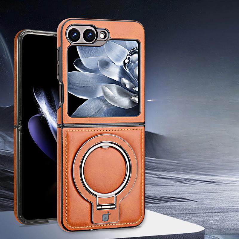 Складной магнитный держатель на присоске Подходит для чехла для мобильного телефона Samsung ZFlip5 Бизнес Zflip6 Ударопрочный Полностью закрывающий 3/4 поколение 5 Кожаный чехол