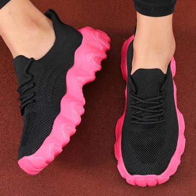 Внешняя торговля большой размер спортивная обувь женская обувь одинарная обувь лето новый толстая подошва однотонная шнуровка летящая тканая одна педаль обувь для папы