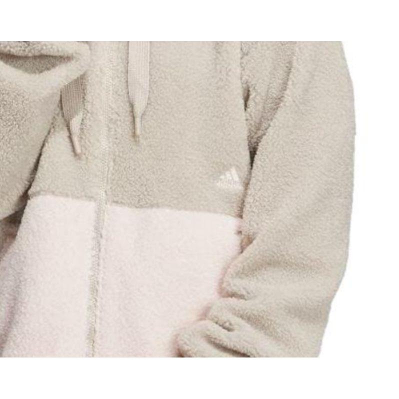 Adidas Свободная флисовая куртка Color Block с капюшоном и застежкой-молнией, женская куртка бежевого цвета IK9863