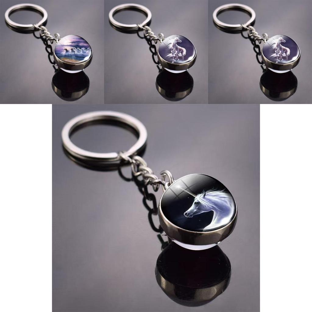 Украшения с узором единорога с круглым шармом из цинкового сплава и стекла для подарка и повседневной носки