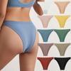 Women Cotton Panties Female Solid Color Thong Low- Waist Underpants Comfort Girls Panties Seamless Sports Thongs Sexy Elastic Breathable Underwear