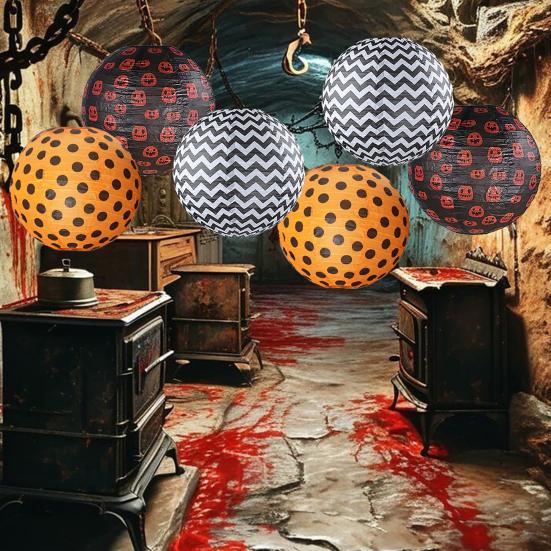 12 шт. Украшения для Хэллоуина, сотовые тыквенные шары-фонарики, бумажные веера, подвесные украшения, жуткий декор для дома, офиса, вечеринки