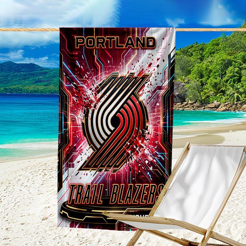 Custom Name Beach Towel Portland Blazers Artwork Beach Towel, Soft Microfiber, Gift for Her/Him, Birthday, for Pool, Beach, Travel, Fan gifts
