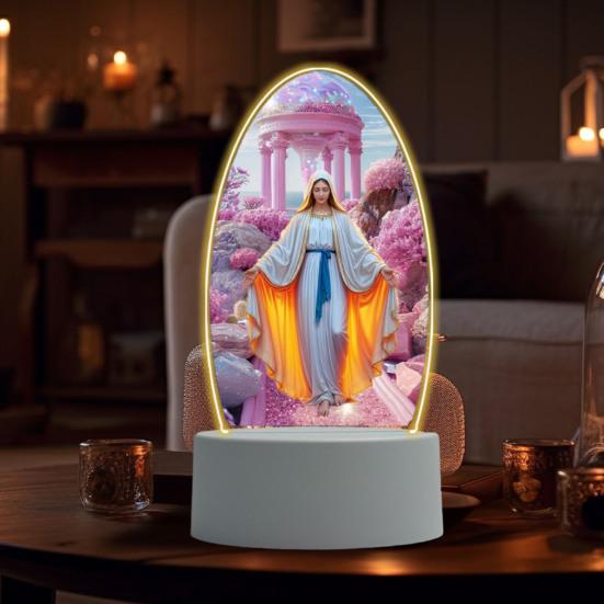 Guadalupe Virgin Prayer Lamp USB Powered Warm Light Soft Glow Catholic Night Light LED Religious