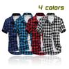Клетчатая рубашка Летняя мода Мужская клетчатая рубашка с коротким рукавом