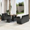 8-Piece Garden Sofa Set with Black Synthetic Rattan Acacia Cushions, 3-Piece Garden Dining Set 3361819