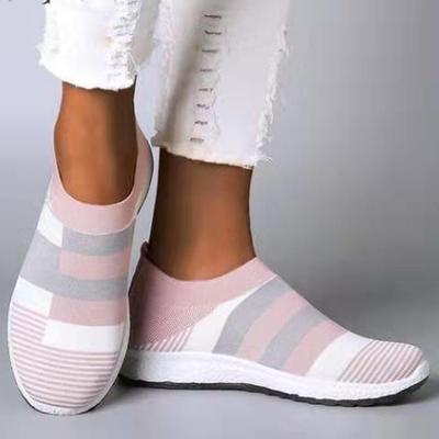 Женская обувь Вязаные носки Спортивная обувь Высококачественные женские кроссовки Слипоны Обувь на плоской подошве Женские мокасины Большой размер 42 Прогулочная обувь на плоской подошве