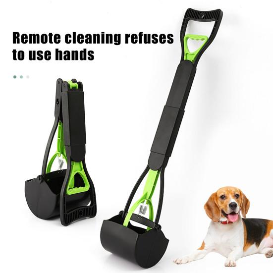 Pooper Scooper Long Handle No Touch Waste Pickup Tool for Large Medium Small Dogs Non-Breakable Folding Dog Poop Scooper for Lawn