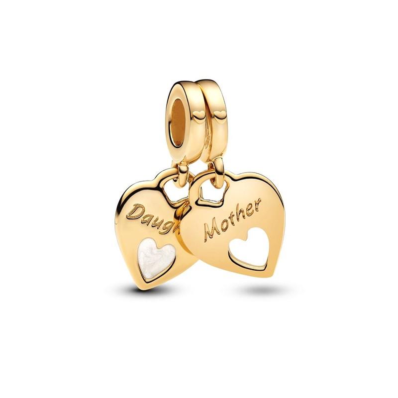 Now Sparkling Gold Heart Shape Envelope Family Multi-Element Charms Bead Pendants Clips Fit Original European Snake Bone Jewelry