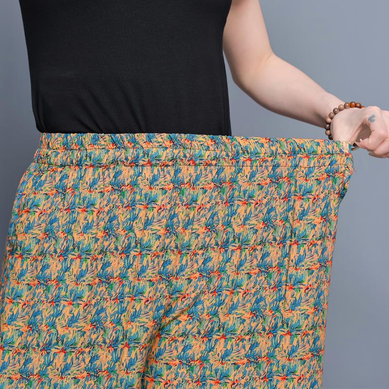 Летние широкие брюки для женщин с высокой талией, винтажная одежда больших размеров, свободные повседневные брюки с эластичной талией