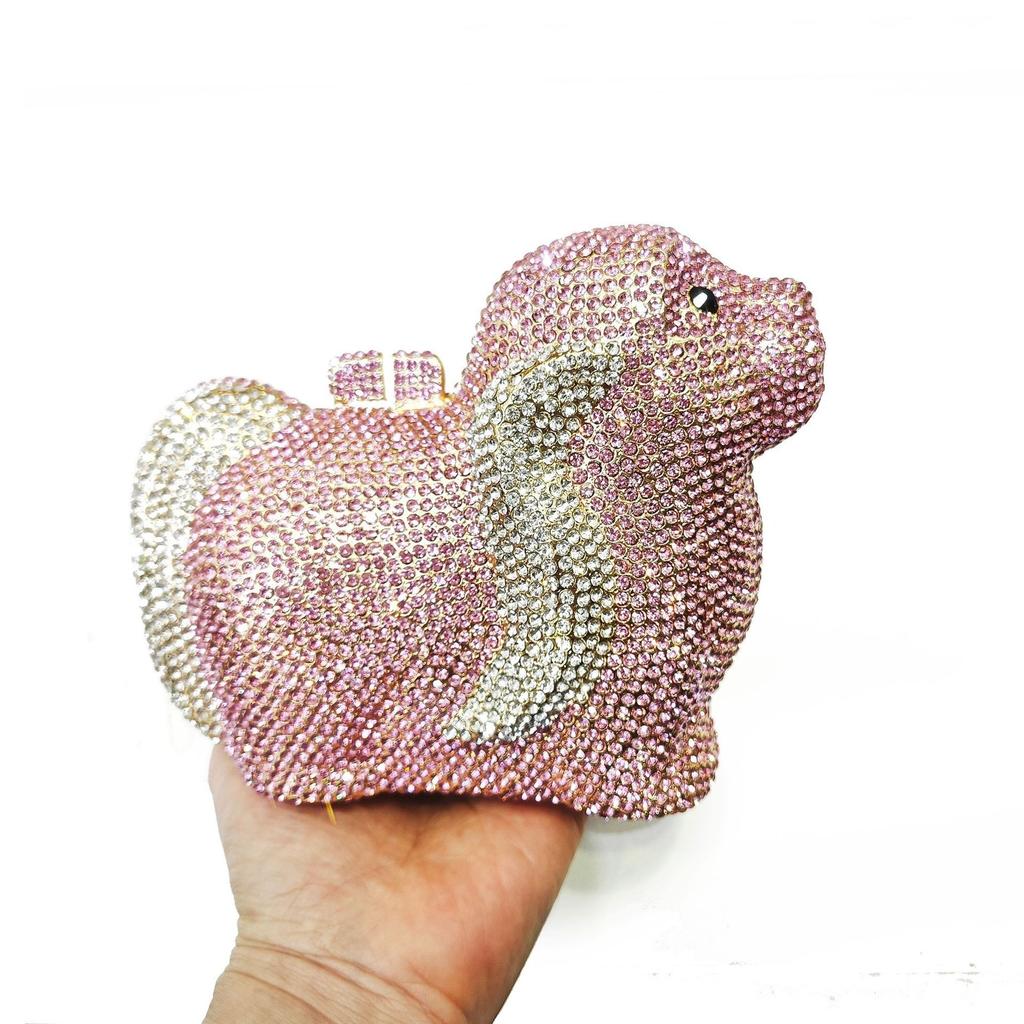 Puppy Diamond Evening Bag Dog Crystal Handbag Rhinestone Bags Wedding Bridal Purse Luxury Crystal Clutches Women Party Purses