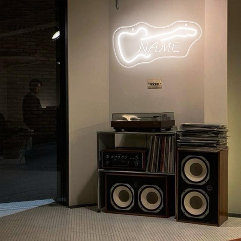 Custom Guitar Neon Sign - USB Powered LED Wall Decor, Push Button Control, Wall Hanging for Studio/KTV/Band/Bar/Man Cave/Bedroom